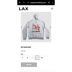 Lax Packs Gray Hoodie Mens XL NWOT